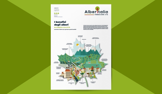 La brochure AlberItalia e i benefici degli alberi in foresta e città